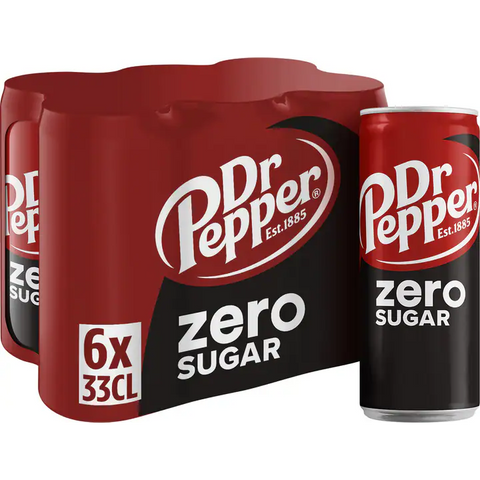 Dr. Pepper Zero Blik 33cl - 6 stuks